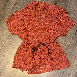 St. John's Bay Vibrant Orange crocheted Poncho